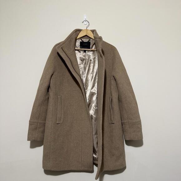 J.Crew Stadium Cloth Nello Gori Wool Blend Coat Beige Size 12 Outdoor Women’s - Picture 2 of 9